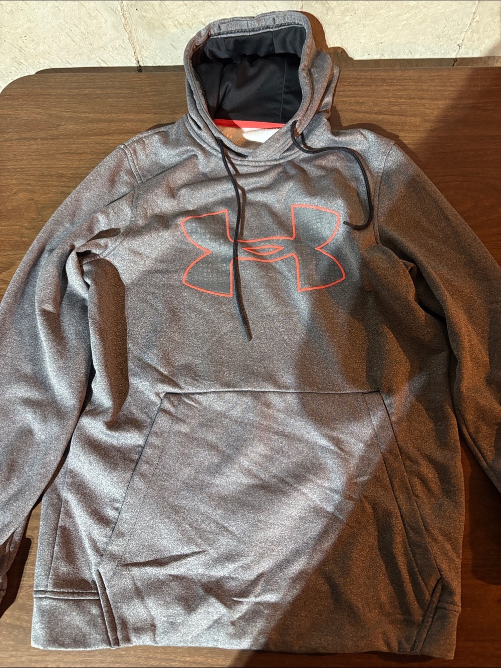Under Armour Gray Heather Pullover Hoodie with Coral Trim